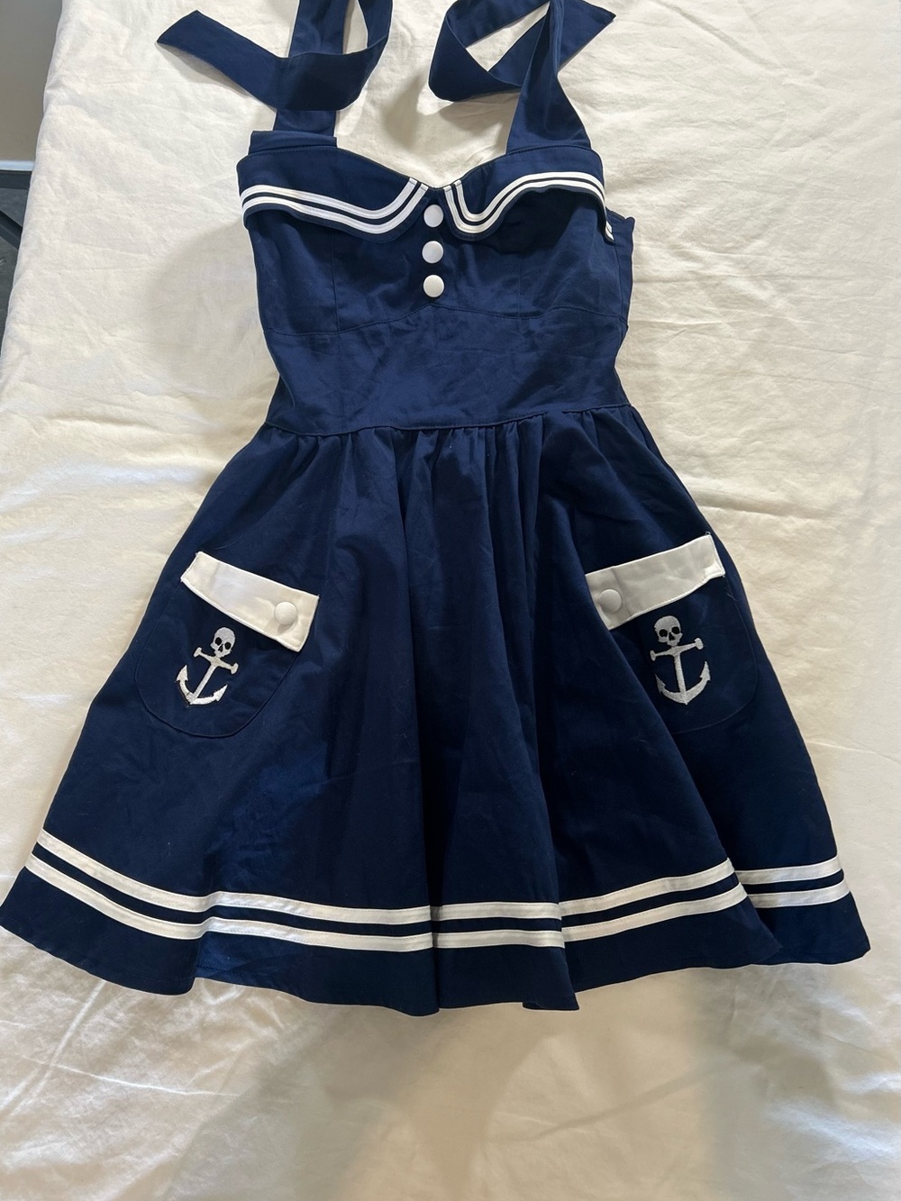 Hell Bunny Vixen Navy Sailor Skull Anchor Dress